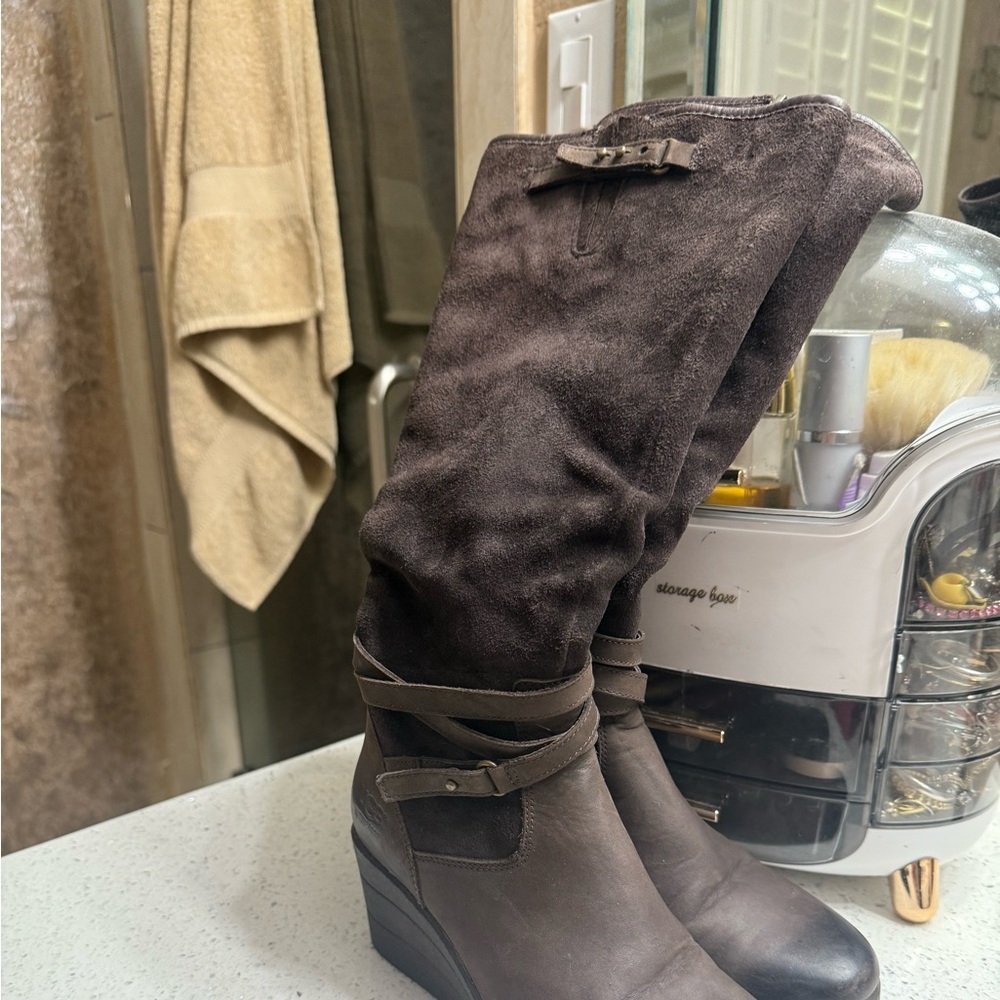 UGG Brown and Pink Leather Boots